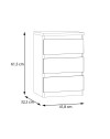 Cassettiera Morgan 3 cassetti bianco – 42x32x61H