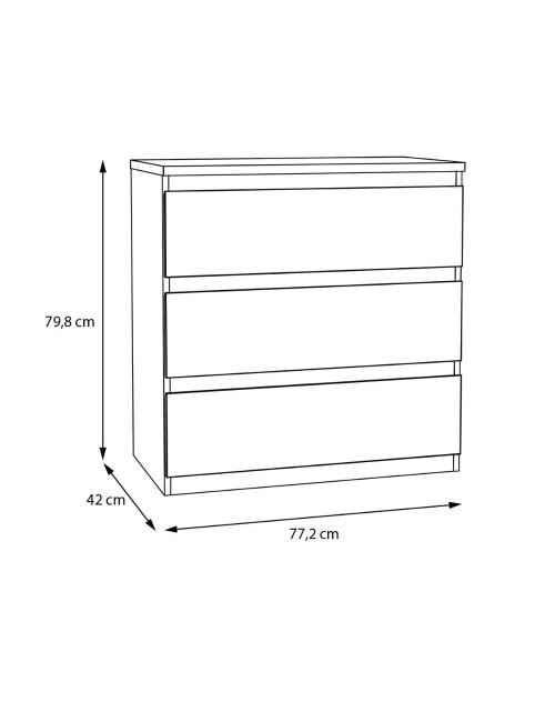 Cassettiera Morgan 3 cassetti bianco – 77.2x42.2x80H