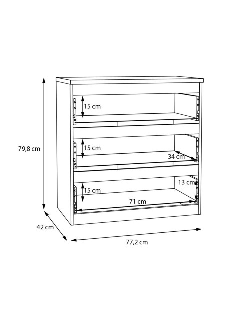 Cassettiera Morgan 3 cassetti bianco – 77.2x42.2x80H