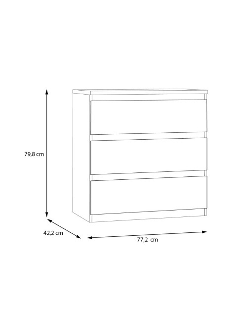Cassettiera Morgan 3 cassetti rovere – 77.2x42.2x80H