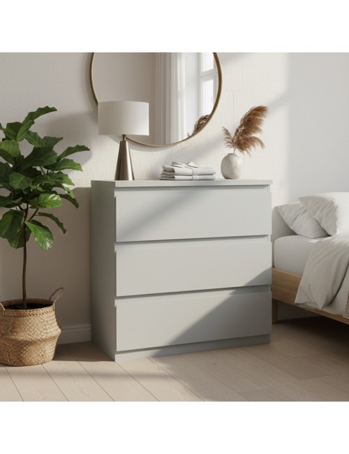 Cassettiera Morgan 3 cassetti grigio ghiaccio – 77.2x42.2x80H