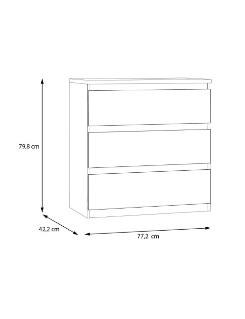 Cassettiera Morgan 3 cassetti grigio ghiaccio – 77.2x42.2x80H