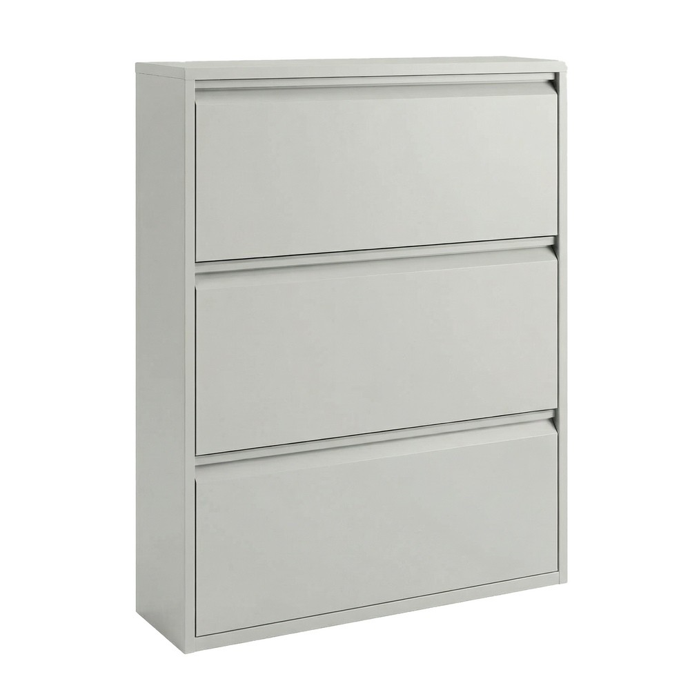 Scarpiera Salvaspazio in Metallo Grigia 3 Ante – Modello Slim Emy 80x14x103.2 cm