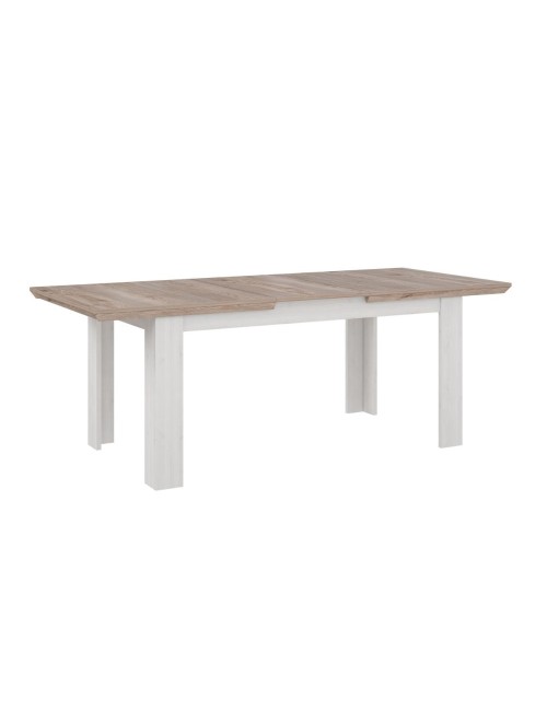 Tavolo Allungabile Forma Rovere e Bianco da 160 a 206 cm con Gambe Squadrate