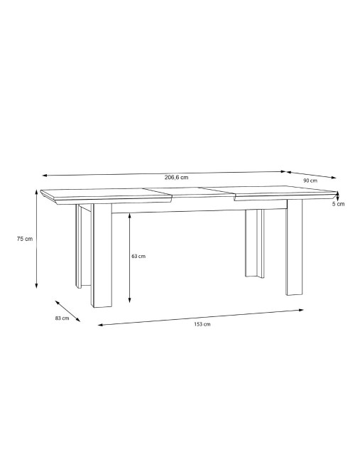 Tavolo Allungabile Forma Rovere e Bianco da 160 a 206 cm con Gambe Squadrate