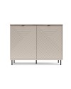 Credenza Mirage01 con 2 ante design geometrico colore cashmere e top rovere