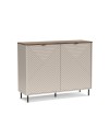Credenza Mirage01 con 2 ante design geometrico colore cashmere e top rovere