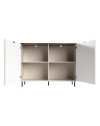 Credenza Mirage01 con 2 ante design geometrico colore cashmere e top rovere