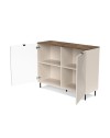 Credenza Mirage01 con 2 ante design geometrico colore cashmere e top rovere