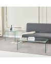 Tavolino da salotto rettangolare vetro curvato Cedro 110x55x35H