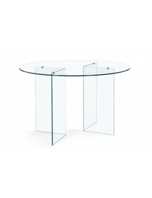 Tavolo rotondo Acacia in vetro trasparente temperato 137x137x77H