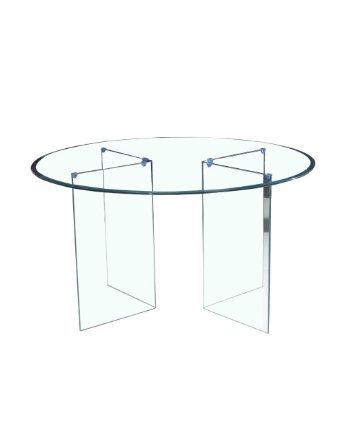 Tavolo rotondo Acacia in vetro trasparente temperato 137x137x77H