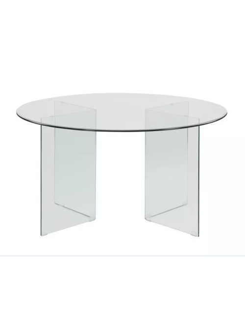 Tavolo rotondo Acacia in vetro trasparente temperato 137x137x77H