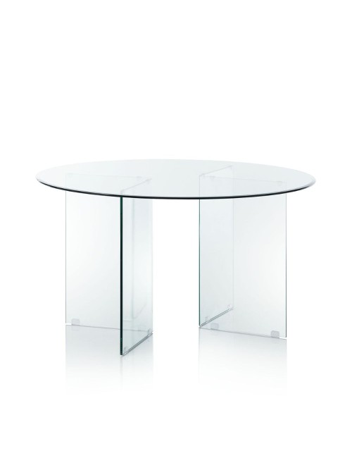 Tavolo rotondo Acacia in vetro trasparente temperato 137x137x77H