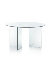 Tavolo rotondo Acacia in vetro trasparente temperato 137x137x77H