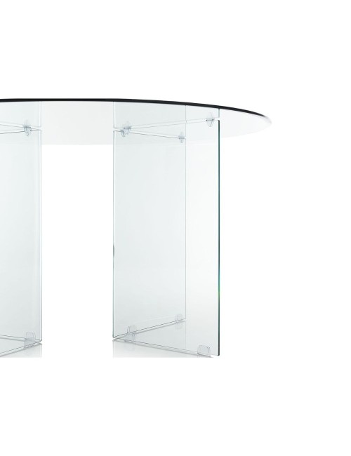 Tavolo rotondo Acacia in vetro trasparente temperato 137x137x77H