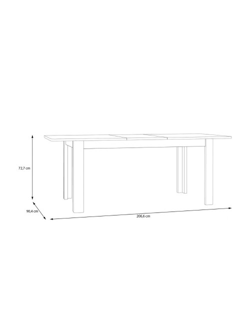 Tavolo rettangolare allungabile Mono Core 160/206 cm con allunga centrale colore nero