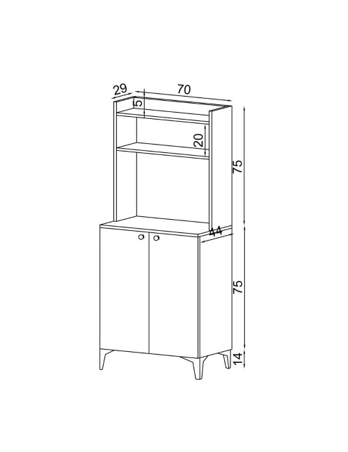 Credenza Alta 2 Ante e Vani a Giorno Zanne Colore Rovere Prezzo