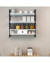 Scaffale da parete mensole e cassetto Severo colore nero e bianco