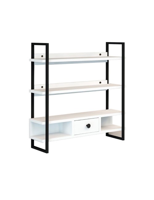 Scaffale da Parete Mensole e Cassetto Severo Colore Nero e Bianco