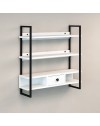 Scaffale da parete mensole e cassetto Severo colore nero e bianco