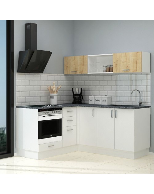 Cucina angolare 180x160 reversibile Cassino con elettrodomestici colore bianco