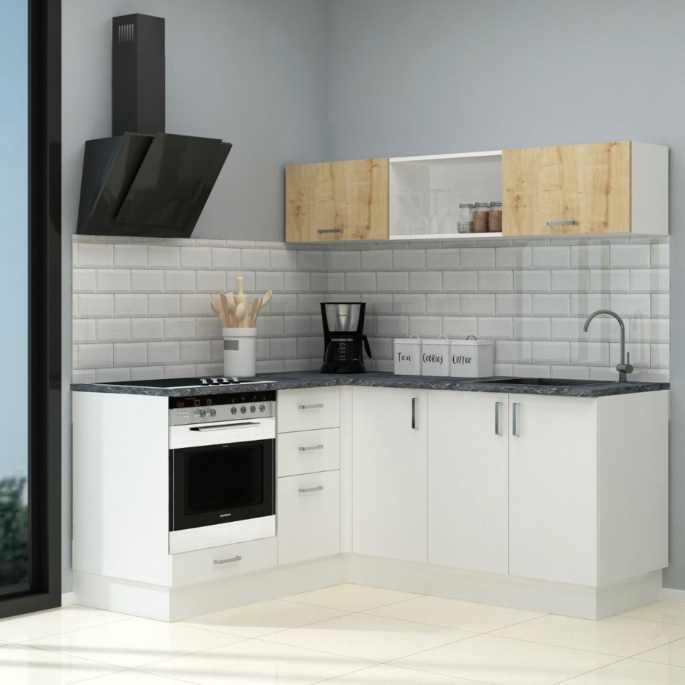Cucina angolare 180x160 reversibile Cassino con elettrodomestici colore bianco