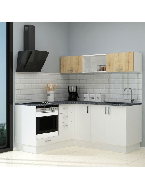 Cucina Angolare 180x160 Reversibile Cassino con Elettrodomestici Bianca