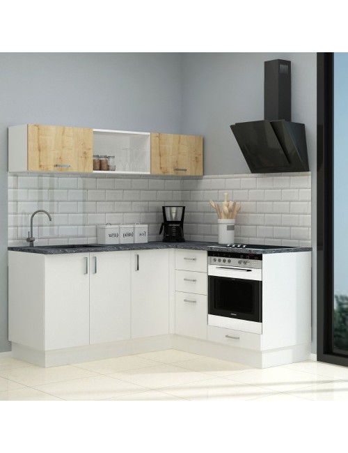 Cucina Angolare 180x160 Reversibile Cassino con Elettrodomestici Bianca