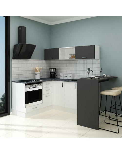 Cucina angolare 180x160 con penisola reversibile colore bianca e nera Matera