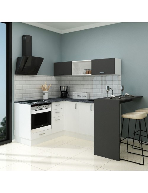 Cucina Angolare 180x60 con Penisola Reversibile Colore Bianca e Nera Matera Prezzo
