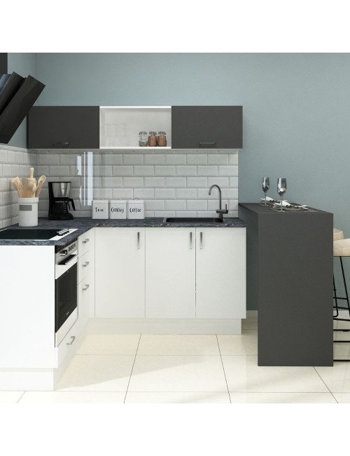 Cucina Angolare 180x60 con Penisola Reversibile Colore Bianca e Nera Matera Prezzo
