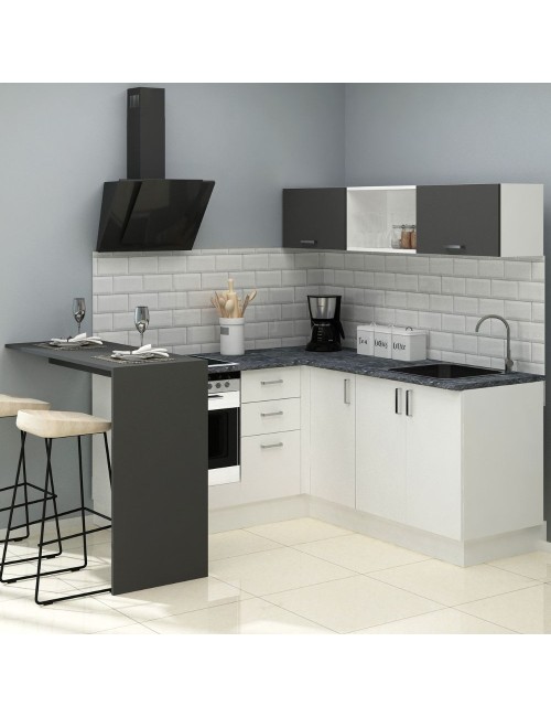 Cucina Angolare 180x60 con Penisola Reversibile Colore Bianca e Nera Matera Prezzo