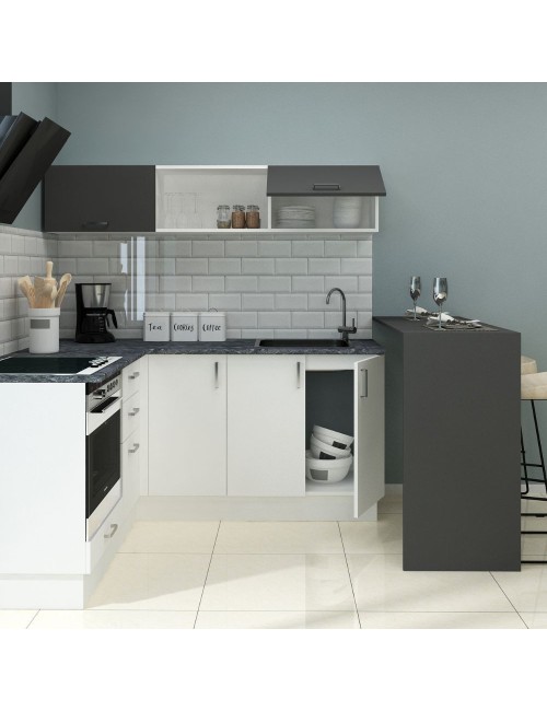 Cucina Angolare 180x60 con Penisola Reversibile Colore Bianca e Nera Matera Prezzo