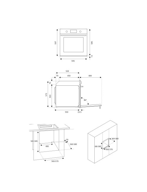 FORNO ELETTRICO MULTIFUNZIONE CM 60 NERO DECOR HERITAGE  BERTAZZONI LA GERMANIA