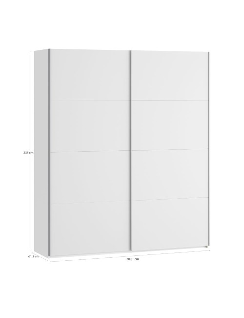 Armadio Afra bianco 200x61x235H con 2 ante scorrevoli