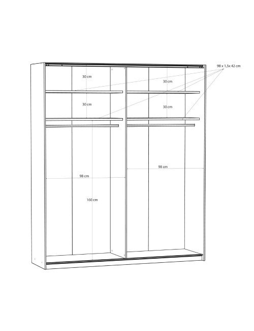 Armadio Afra bianco 200x61x235H con 2 ante scorrevoli