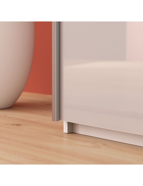 Armadio Afra bianco 200x61x235H con ante scorrevoli e specchio