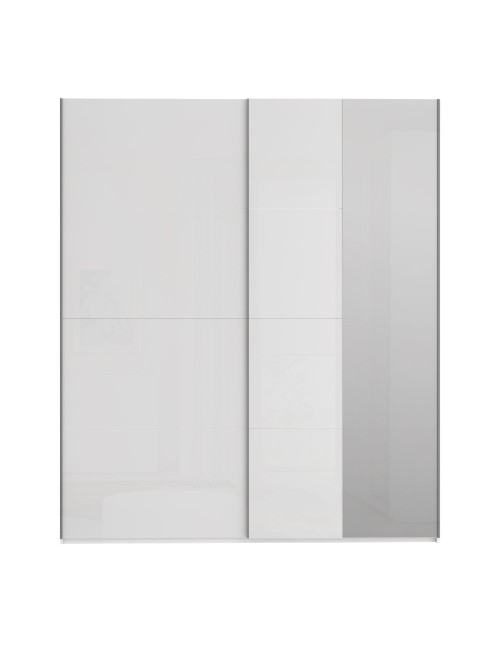 Armadio Afra bianco 200x61x235H con ante scorrevoli e specchio