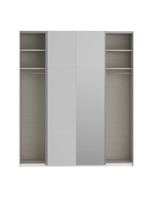 Armadio Afra bianco 200x61x235H con ante scorrevoli e specchio