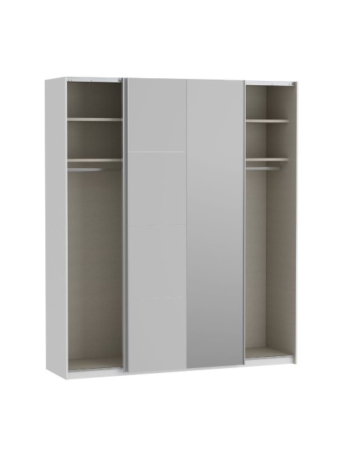 Armadio Afra bianco 200x61x235H con ante scorrevoli e specchio