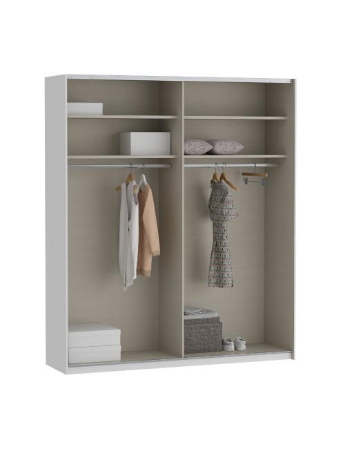 Armadio Afra bianco 200x61x235H con ante scorrevoli e specchio