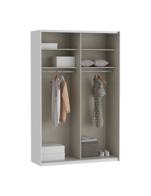Armadio Afra bianco 150x61x235H con ante scorrevoli e specchio