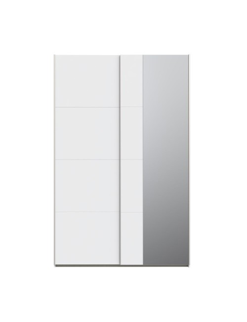 Armadio Afra bianco 150x61x235H con ante scorrevoli e specchio
