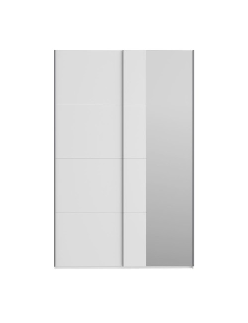 Armadio Afra bianco 150x61x235H con ante scorrevoli e specchio