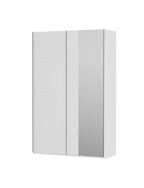 Armadio Afra bianco 150x61x235H con ante scorrevoli e specchio