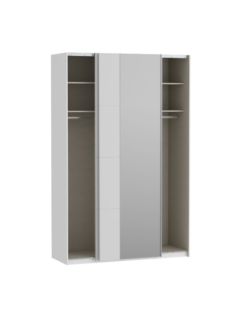 Armadio Afra bianco 150x61x235H con ante scorrevoli e specchio