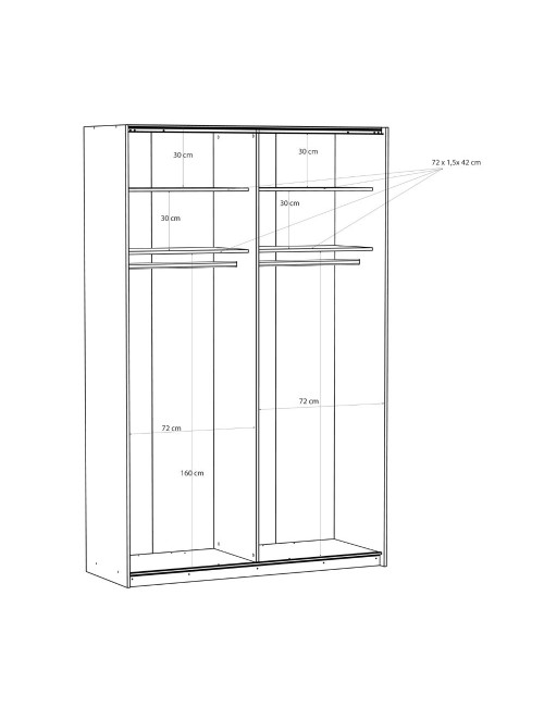 Armadio Afra bianco 150x61x235H con ante scorrevoli e specchio