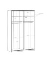 Armadio Afra bianco 150x61x235H con ante scorrevoli e specchio