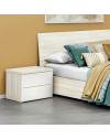 Comodino Melodia 2 Cassetti Rovere Sbiancato e Bianco Lucido – Design Moderno Senza Maniglie